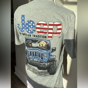 Jeep An American Tradition Unisex T Shirt Tee Short Sleeve Medium  Gray Dogs